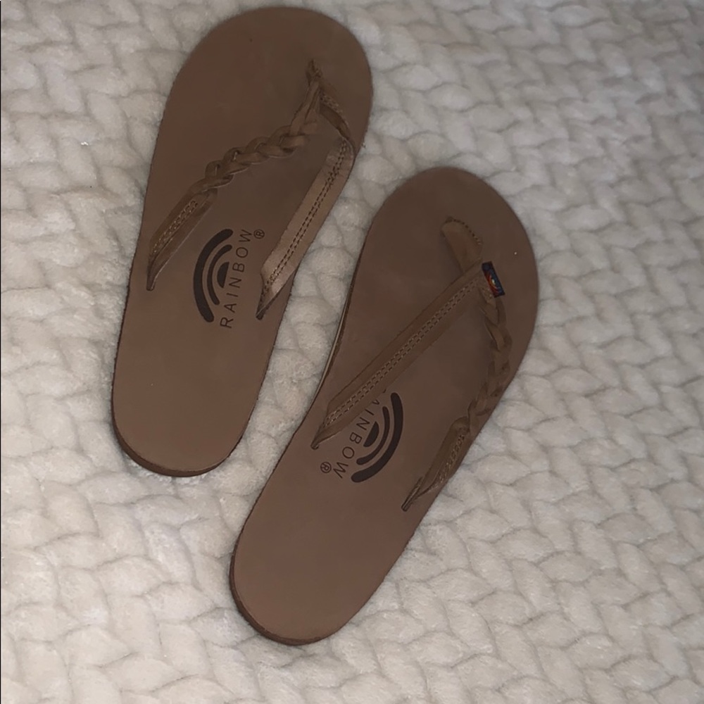 NBW Rainbow 'Flirty' Braided Leather Flip Flop